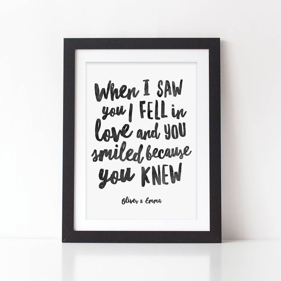 Love Gift Quotes
 Personalised Romantic Quote Print Valentine s Gift By