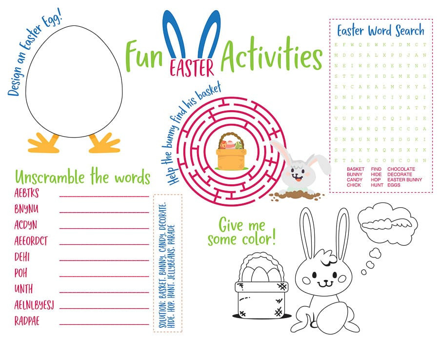 Printable Easter Activities
 Fun Easter Egg Printable Activities Sheet with Puzzles