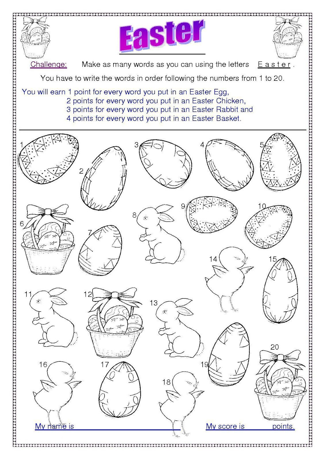 Printable Easter Activities
 Easter Coloring Pages Easter Worksheets