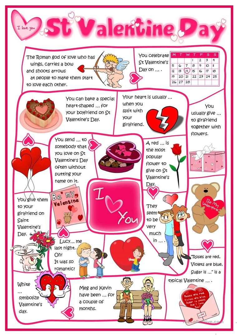 Valentines Day Activities
 St Valentine s Day board game worksheet Free ESL
